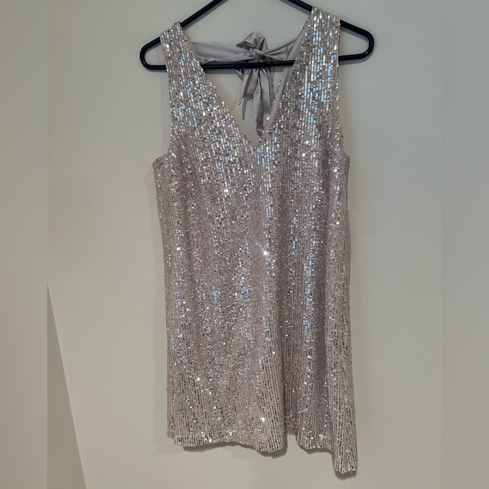 Loft Champagne Sequin Sleeveless Dress